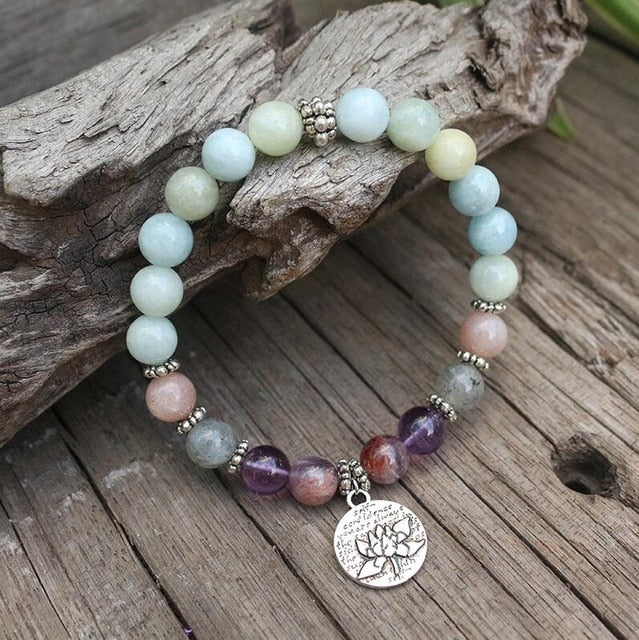 8mm Natural Stone Beads Prayer Bracelet,Dream Aquamarine, Labradorite, –  Soul Cre8tive