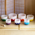 432HZ Color Chakra Frosted Quartz Crystal Singing Bowls 6-12" set of 7pcs for yoga and Meditation Sound Healing with Free Bag