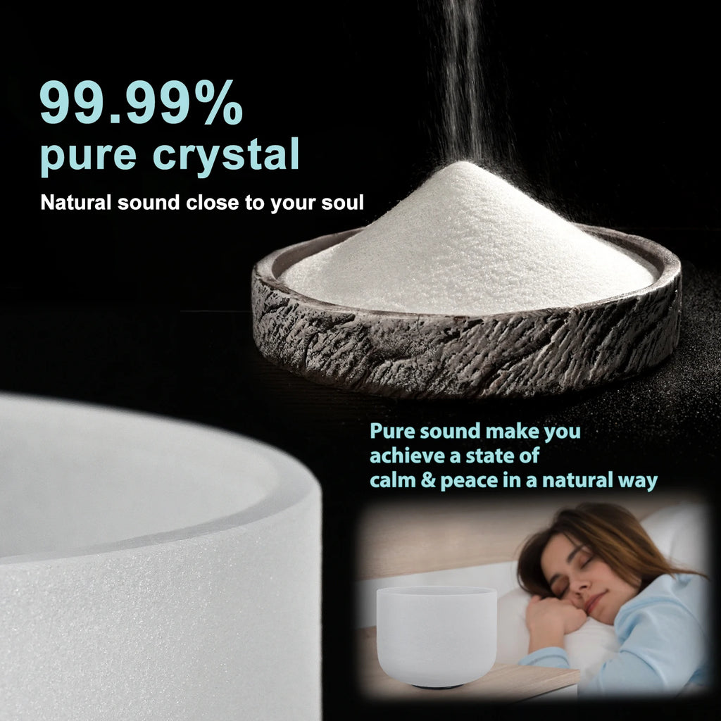 Diaezor 6 -12 Inch Frosted Quartz Crystal Singing Bowls 440hz/432hz CDEFGAB Note Set of 7Pcs for Sound Healing  with Bags