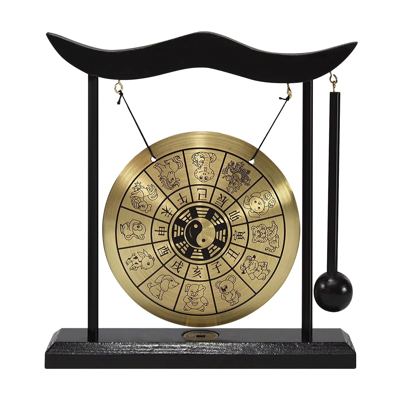 Mini Desktop Gong Table Wind Chime Percussion Instrument Cymbals Gongs with Mallet for Home Decor Housewarm Gift carillon à vent