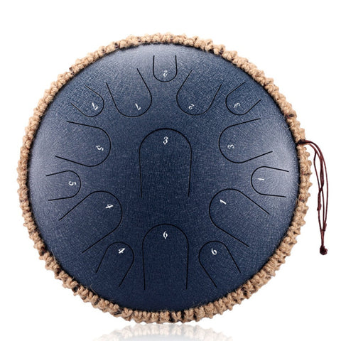 Ceremonial Steel Tongue Drum 13 inch 15 tone Drum Handheld Tank Drum Percussion Instrument Yoga Meditation Beginner Music Lovers Gift