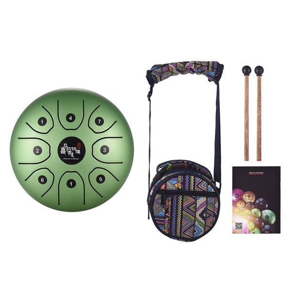 5.5 Inch Tongue Drum Mini 8-Tone Steel Tongue Drum C Key Hand Pan Drum with Drum Mallets Carry Bag Percussion Instrument