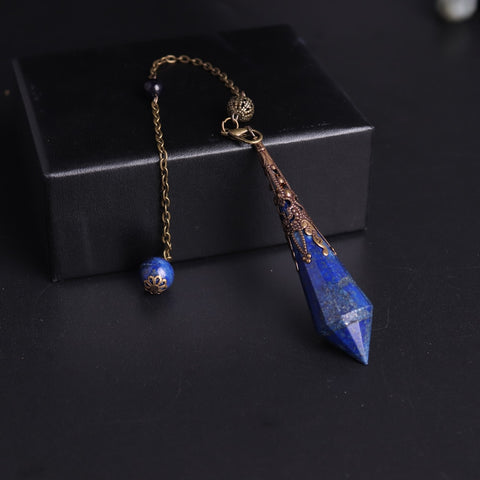 1PC High Quality Natural Stone Lapis Lazuli Facet Reiki Pendulum for Dowsing Pendants Healing Pendule Chakra Crystal Jewelry