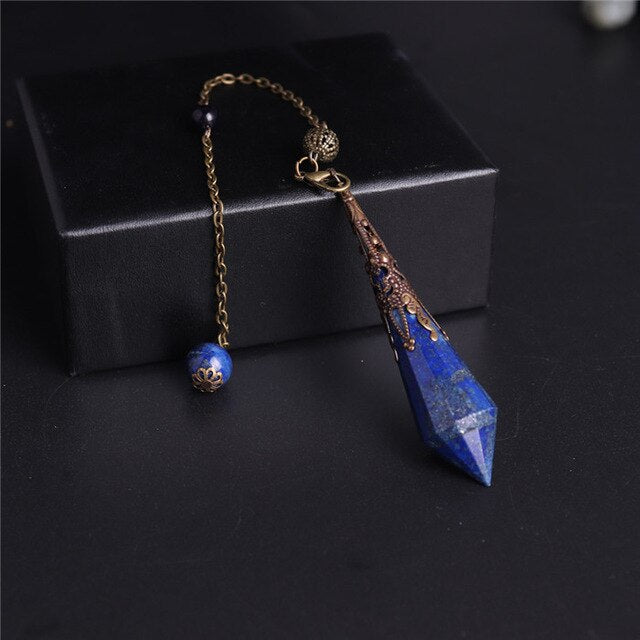 1PC High Quality Natural Stone Lapis Lazuli Facet Reiki Pendulum for Dowsing Pendants Healing Pendule Chakra Crystal Jewelry