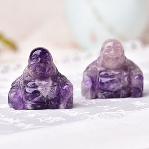 1PC Natural Stone Carved Maitreya Buddha Fengshui Crystal Statue Craft for Home Decoration Chakra Healing Reiki Quartz gift