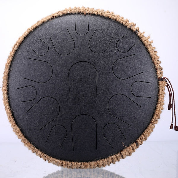 Ceremonial Steel Tongue Drum 13 inch 15 tone Drum Handheld Tank Drum Percussion Instrument Yoga Meditation Beginner Music Lovers Gift