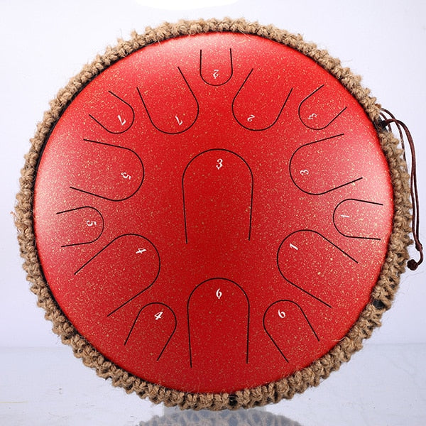 Ceremonial Steel Tongue Drum 13 inch 15 tone Drum Handheld Tank Drum Percussion Instrument Yoga Meditation Beginner Music Lovers Gift