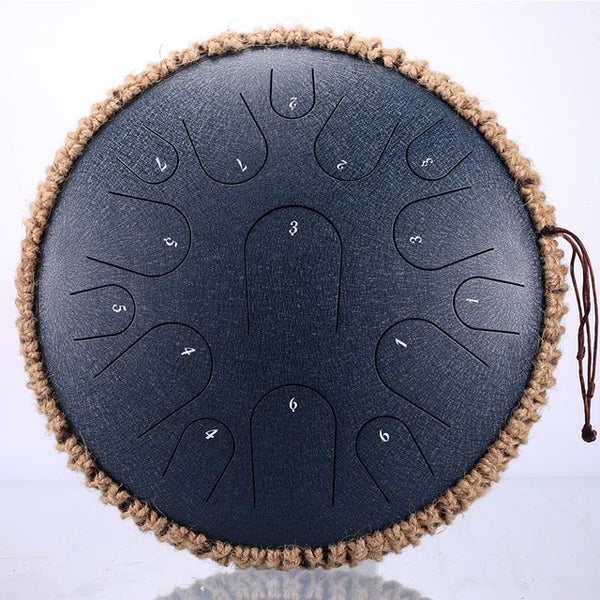 Ceremonial Steel Tongue Drum 13 inch 15 tone Drum Handheld Tank Drum Percussion Instrument Yoga Meditation Beginner Music Lovers Gift