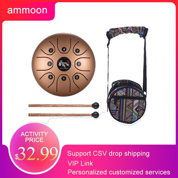 5.5 Inch Tongue Drum Mini 8-Tone Steel Tongue Drum C Key Hand Pan Drum with Drum Mallets Carry Bag Percussion Instrument