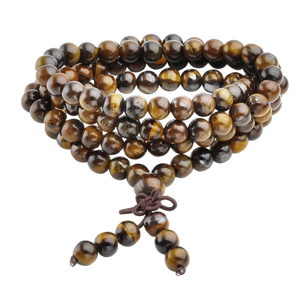 Ayliss Prayer Reiki Healing Beaded Bracelet Natural Tiger Eye Stone 108 Beads Bracelet Necklace Yoga Buddha Bracelets Jewelry