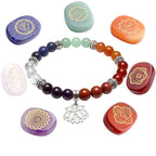 Ayliss 7 Chakra Natural Stone Bracelet Gem Stones Reiki Healing Bracelets OM Lotus Chakra Yoga Balance Energy Bracelets Jewelry