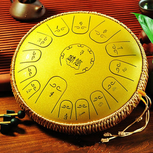 Steel Tongue Drum 14 Inch 15 Note Drum Handheld Tank Drum Percussion Instrument Yoga Meditation Beginner Music Lovers Gifts