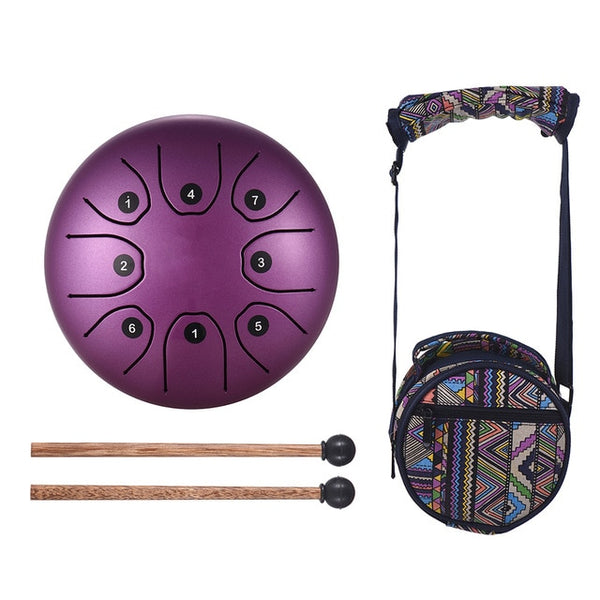 5.5 Inch Tongue Drum Mini 8-Tone Steel Tongue Drum C Key Hand Pan Drum with Drum Mallets Carry Bag Percussion Instrument