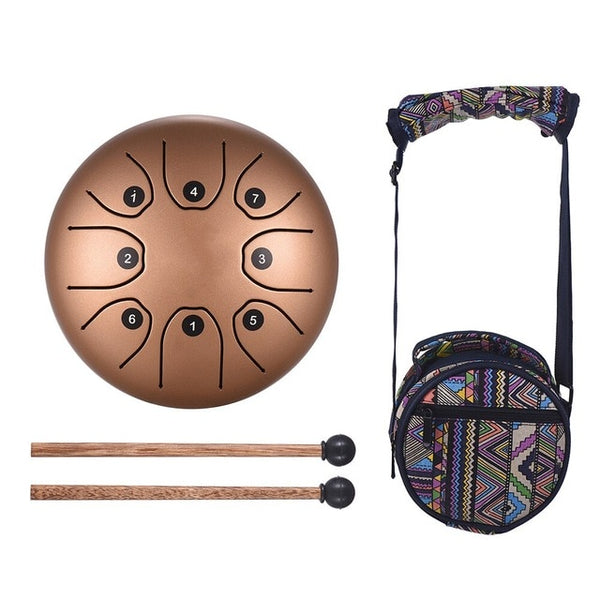 5.5 Inch Tongue Drum Mini 8-Tone Steel Tongue Drum C Key Hand Pan Drum with Drum Mallets Carry Bag Percussion Instrument