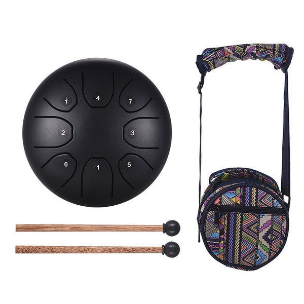 5.5 Inch Tongue Drum Mini 8-Tone Steel Tongue Drum C Key Hand Pan Drum with Drum Mallets Carry Bag Percussion Instrument