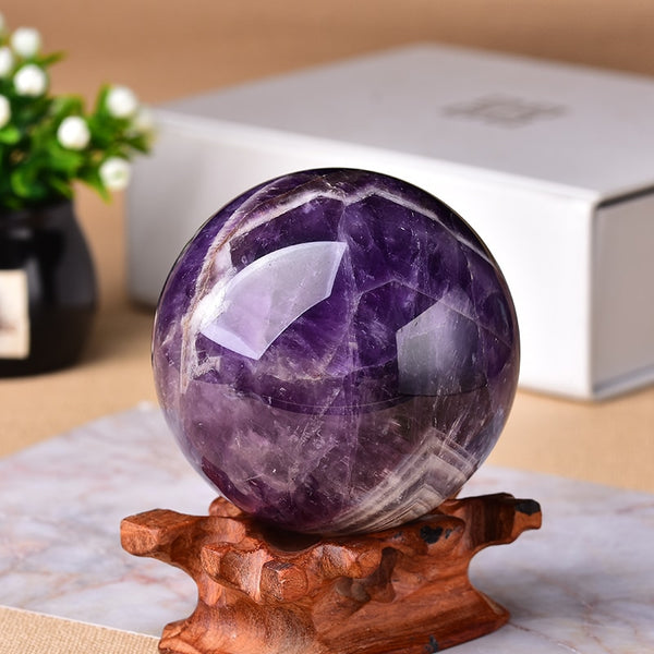 1PC Natural Dream Amethyst Ball Polished Globe Massaging Ball Reiki Healing Stone Home Decoration Exquisite Gifts Souvenirs Gift