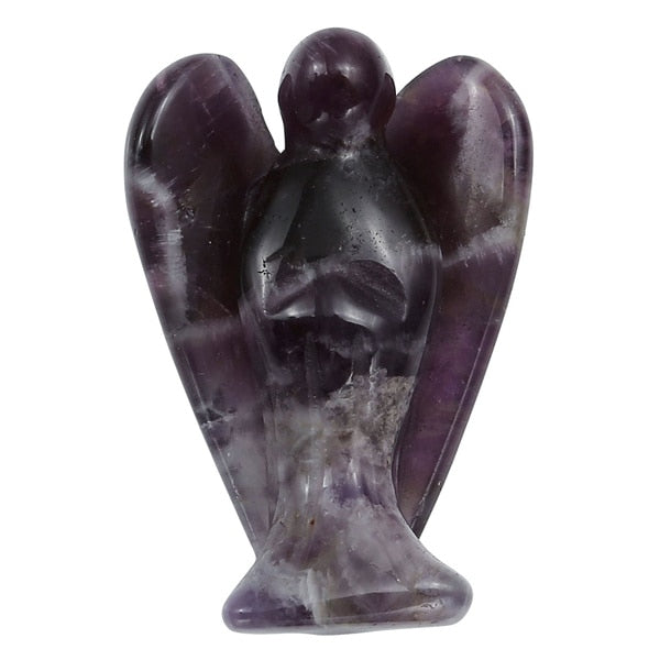 Sunligoo Cute Natural Carved Angel Gemstone Peace Pocket Guardian Angel Figurines Reiki Chakra Healing Crystal Stone Statue 1.5"