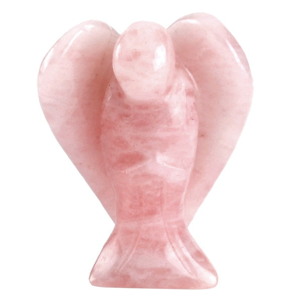 Sunligoo Cute Natural Carved Angel Gemstone Peace Pocket Guardian Angel Figurines Reiki Chakra Healing Crystal Stone Statue 1.5"